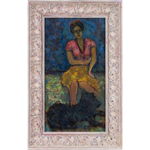 Sirio Pellegrini, Young Girl, Oil Painting, 1960s For Sale