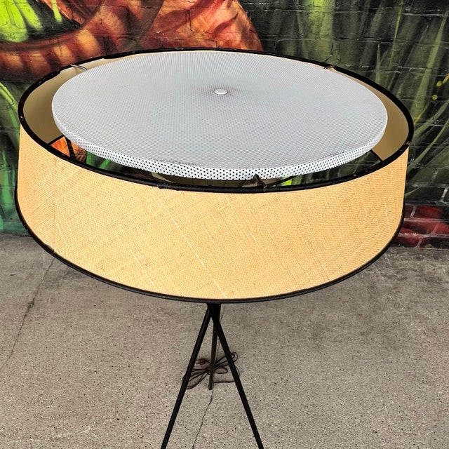 1950s Gerald Thurston Tripod Floor Lamp – Original Shade & Diffuser Excellent Condition For Sale - Image 5 of 12