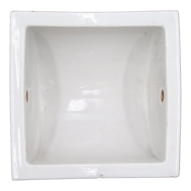 Reclaimed Square White Ceramic Flush Mount Toilet Paper Holder For Sale