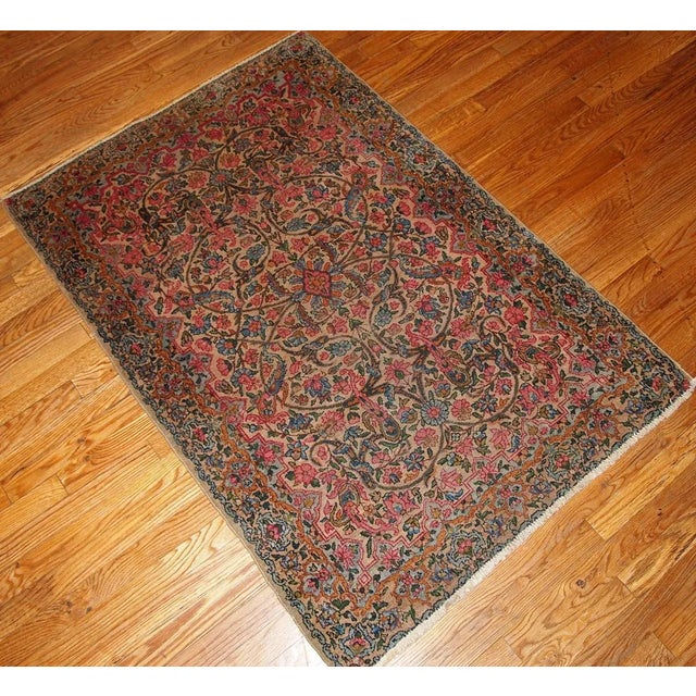 1920s 1920s Hand Made Antique Persian Kerman Rug 3.2' X 4.9' For Sale - Image 5 of 7