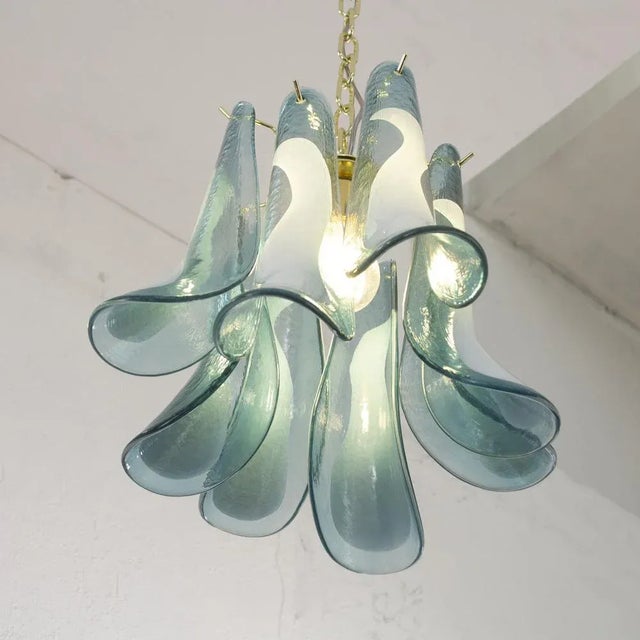 Metal Petal Suspension Lamp in Murano Glass Color and White Color, 1990s For Sale - Image 7 of 12