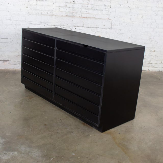 Handsome vintage MCM (a.k.a.) Mid-Century Modern Cross Country Line dresser by Sligh Furniture composed of a black painted...