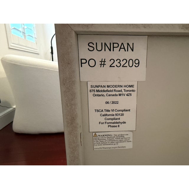 Wood Ivory Painted Linen Sideboard With Brass Hardware – Modern Transitional For Sale - Image 7 of 8