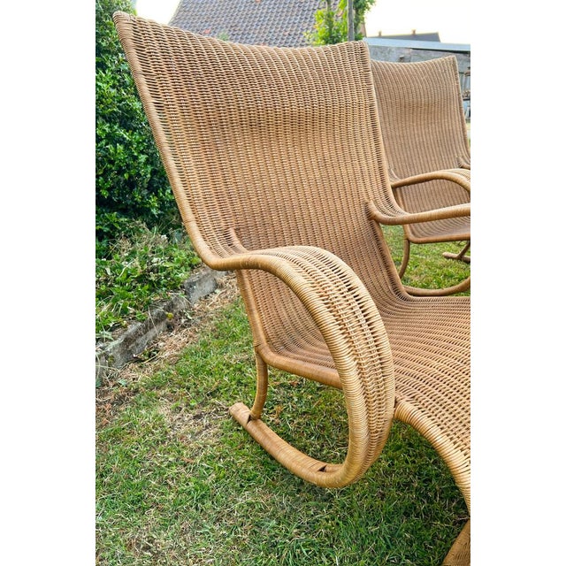 Set of Large Mid-Century Rattan and Wicker Garden Lounge Chairs, 1970s For Sale - Image 17 of 18