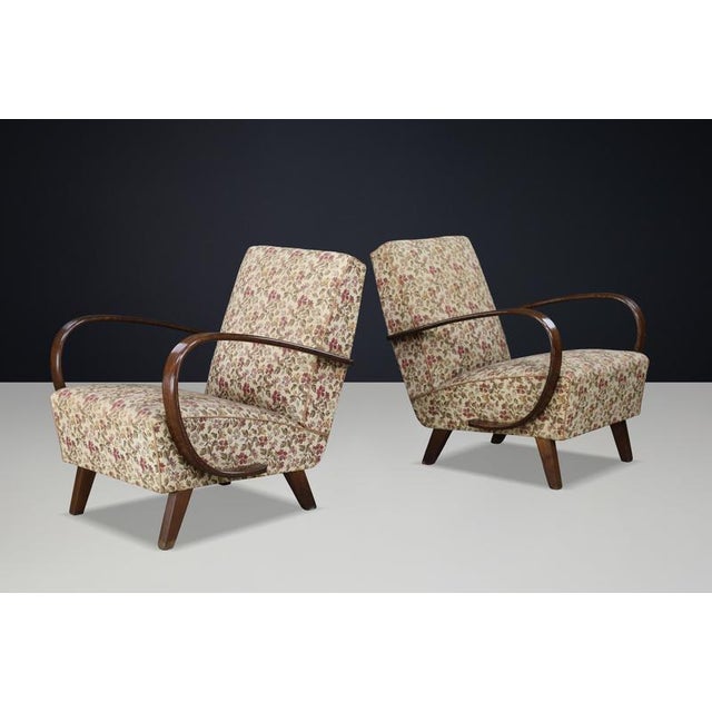Art Deco Bentwood Lounge Chairs attributed to Jindřich Halabala, Former Czechoslovakia, 1940, Set of 2 For Sale - Image 16 of 17