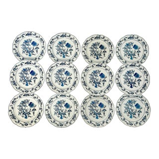 1950s Vintage Japanese Chinoiserie Meissen Blue Danube Dinner Plates - Set of 12 For Sale