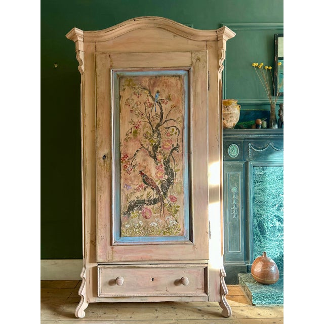 Vintage Painted Pine Armoire with Chinoiserie, 1920s For Sale - Image 16 of 16