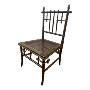 Napoleon III Faux Bamboo Painted Cane Low Chair, 19th Century