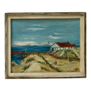 Original Coastal Landscape Painting Framed