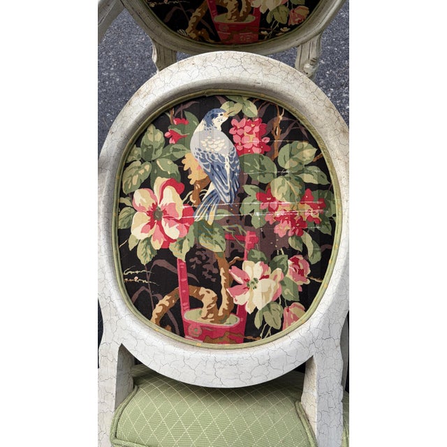 French 1970s Set of 6 Louis XVI Medallion Back Dining Arm Chairs For Sale - Image 3 of 4