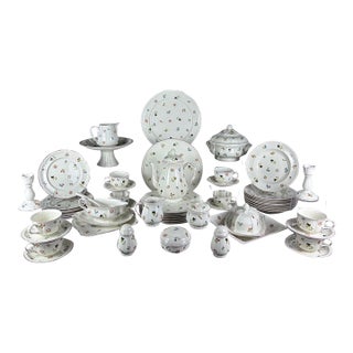 Vintage English Villeroy & Boch "Petite Fleur" Porcelain Dinnerware & Serving Set - 58 Pieces For Sale
