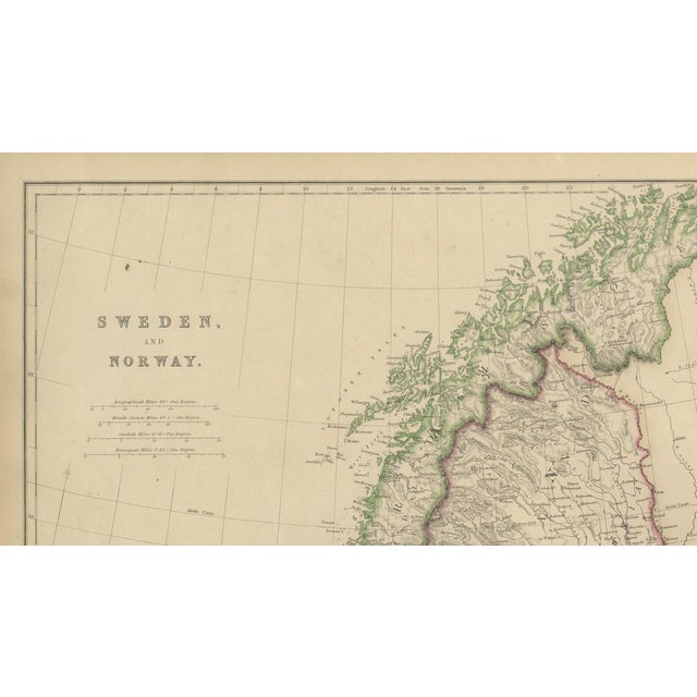 Antique Map of Sweden and Norway, 1860 For Sale - Image 3 of 10
