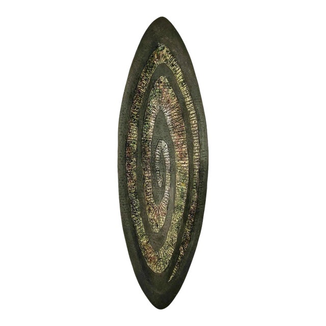 Large Handmade Studio Craft Ceramic Sculpture Wall Sculpture Platter by Floyd Gompf For Sale