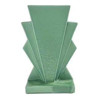 1940’s Art Deco Style Jade Green Ceramic Vase - For Sale