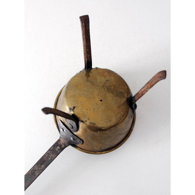 Antique Brass and Iron Three-Legged Hearth Cooking Pan For Sale - Image 13 of 16