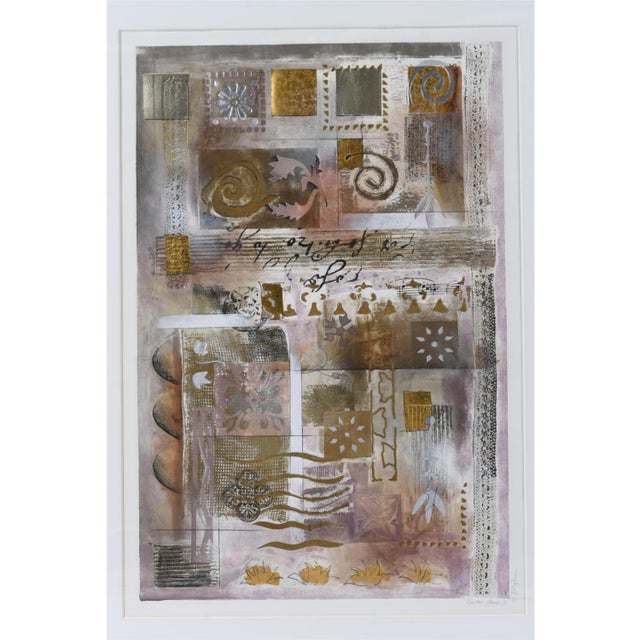 Paper Douglas Rosetta Stone I Large Original Print Lavender With Gold and Silver Leaf For Sale - Image 7 of 10