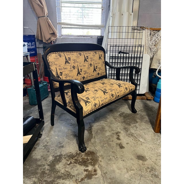 Antique Empire Lion Paw Settee Paris French Eiffel Tower Motifs For Sale In West Palm - Image 6 of 11
