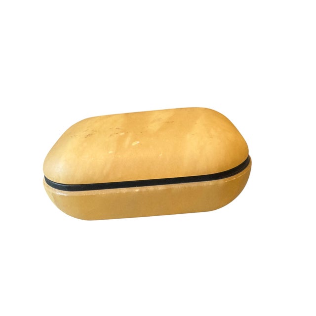 Stone Mid Century Italian Golden Alabaster Box and Vase Set For Sale - Image 7 of 18