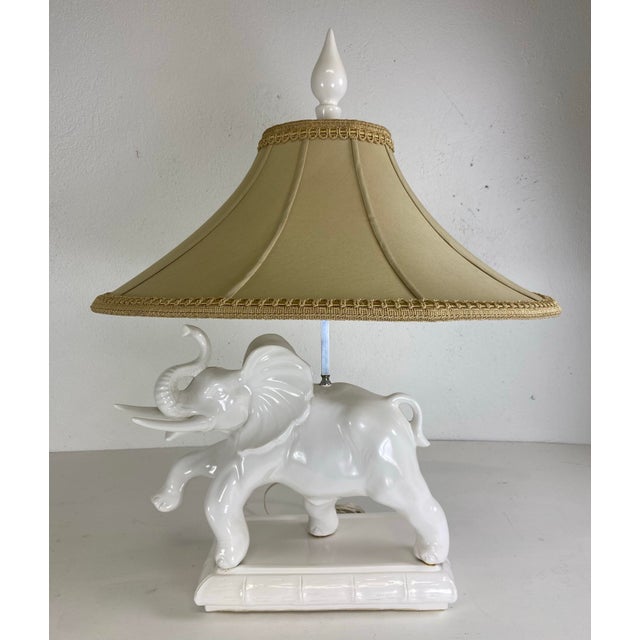 Mid-Century Vintage Oversized Blanc De Chin Italian Elephant Lamp For Sale In Philadelphia - Image 6 of 11