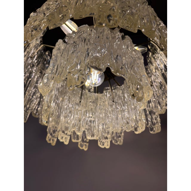 Metal Chandelier in Ice Glass Acrylic from Veb Narva For Sale - Image 7 of 11
