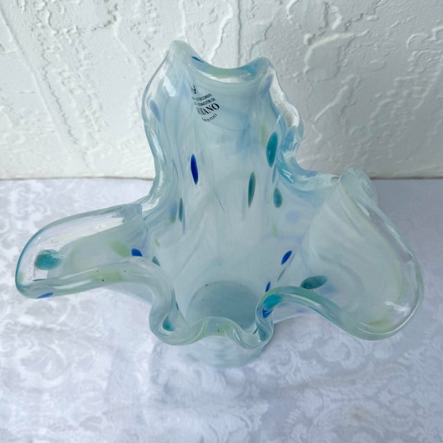 Italian Italian Hand-Blown Art Glass Vase Made in the Murano Tradition For Sale - Image 3 of 6