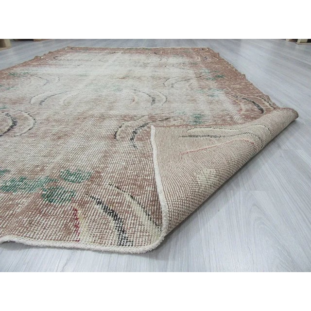 Vintage Distressed Turkish Art Deco Rug - 5'11" X 9'3" For Sale In Los Angeles - Image 6 of 6