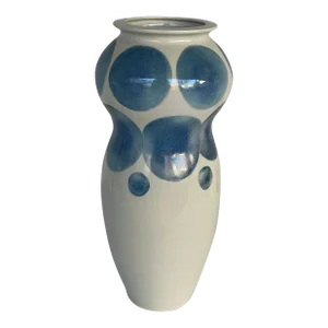 Global Views Mid-Century Modern Style Blue and White Spot Vase