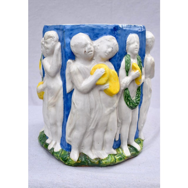 Early 20th C. Italian Majolica Planter in the Manner of Della Robbia For Sale In Philadelphia - Image 6 of 11