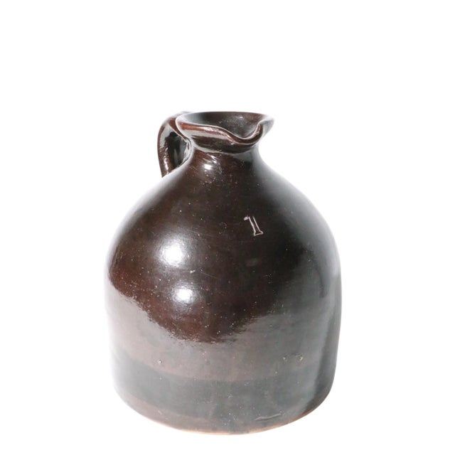 Antique Albany Brown Slip Ware Whiskey Jug Crock For Sale - Image 4 of 13