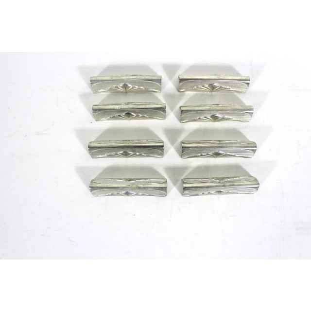 1930s Vintage Silverplate Art Deco Geometric Knife Rests, Chopstick Holders- Set of 8 For Sale - Image 5 of 7