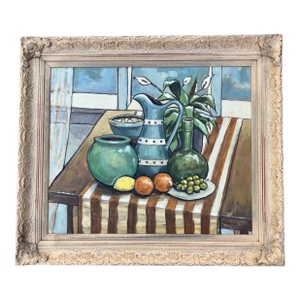 Contemporary Original Stephen Heigh Modernist Still Life Painting Vintage Ornate Frame “1941 Still Life”