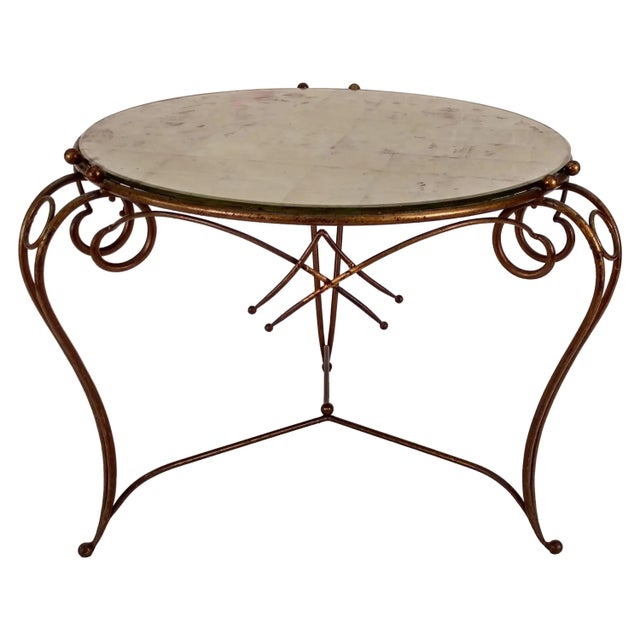 Gilt Metal Table and Gold Leaf Glass Top For Sale - Image 10 of 10
