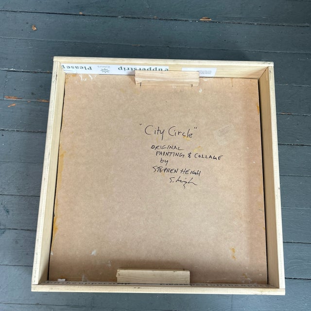 Contemporary Original Stephen Heigh Abstract Painting & Collage “City Circle” For Sale - Image 4 of 4