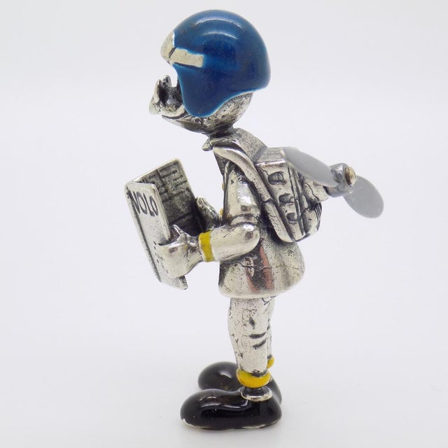 Metal Vintage Italian Sterling Silver Gyro Gearloose Figurine, Tuscany, Italy, 1980s For Sale - Image 7 of 13