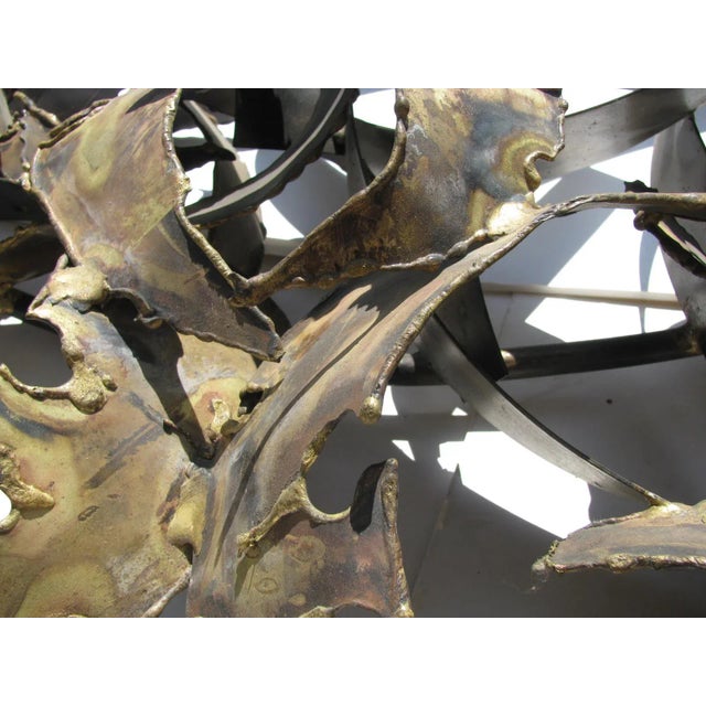 1970s 1970s Silas Seandel Mid-Century Modern Large Mixed Metal Brutalist Wall Sculpture, Signed For Sale - Image 5 of 10