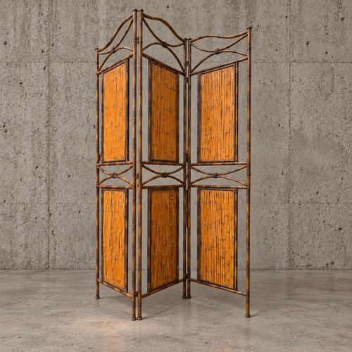 Faux bamboo metal room divider with bamboo panels Measures unfolded Height 180 Width 150 Depth 3 cm