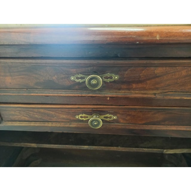 Tan Marble and Walnut Counter For Sale - Image 8 of 18