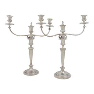 A Pair of Large Neoclassical Silverplate 2 - Arm Convertible Candelabra