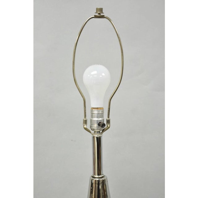 Vintage Italian Mid Century Modern Tall Sculptural Silver Ceramic Table Lamp For Sale In Philadelphia - Image 6 of 18