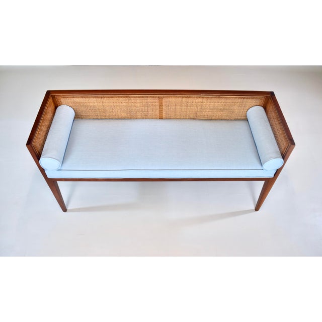 Dunbar Furniture 1950s Walnut Window Bench Attributed to Edward Wormley for Dunbar For Sale - Image 4 of 13