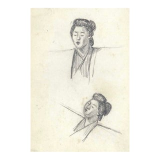 1907 Japanese Portrait Study Drawing For Sale