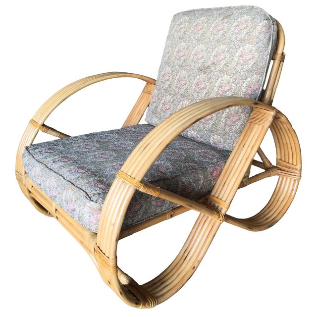 1940s Restored Five-Strand Round Full Pretzel Rattan Sofa & Lounge Living Room, 4 Pieces For Sale - Image 9 of 15