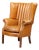 Sculptural Barrel-Back Wing Chair in Patinated Cognac Leather, 1870 For Sale
