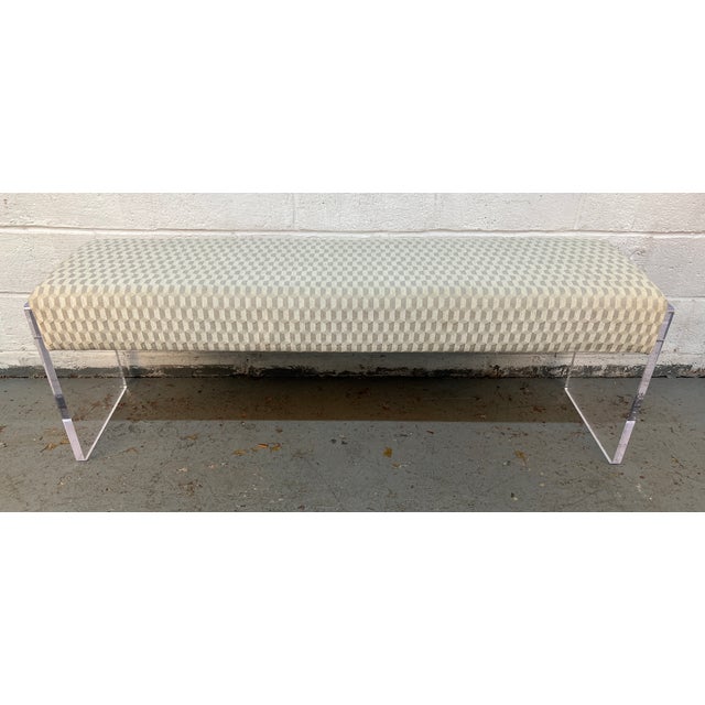 Lee Industries Late 20th Century Geometric Patterned Acrylic Bench by Lee Industries For Sale - Image 4 of 15