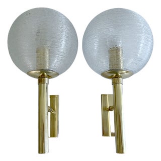 Vintage Brutalist Glass Sconces from Doria Leuchten, Germany, Set of 2 For Sale