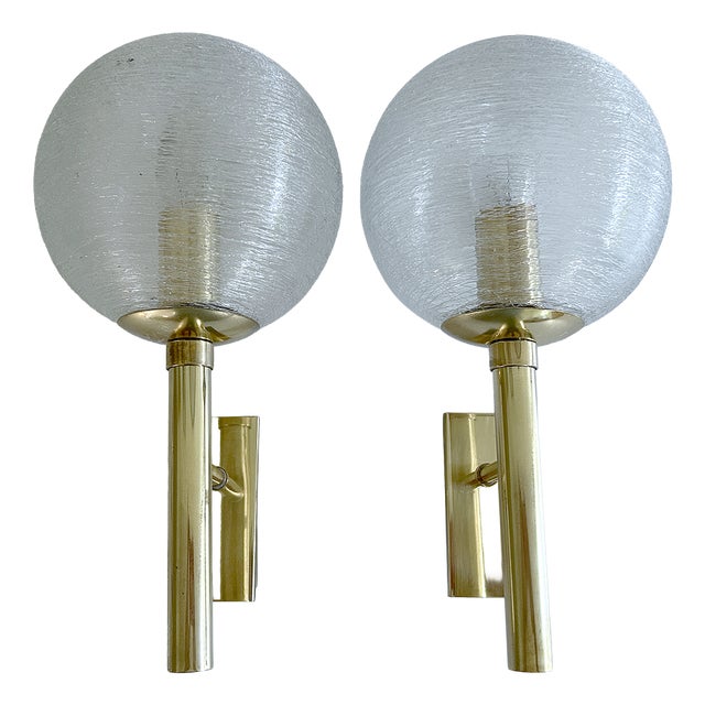 Vintage Brutalist Glass Sconces from Doria Leuchten, Germany, Set of 2 For Sale