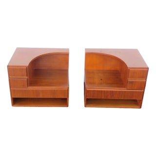 late 20th Century Komfort Danish Modern Large Nightstands End Bedside Tables a Pair For Sale