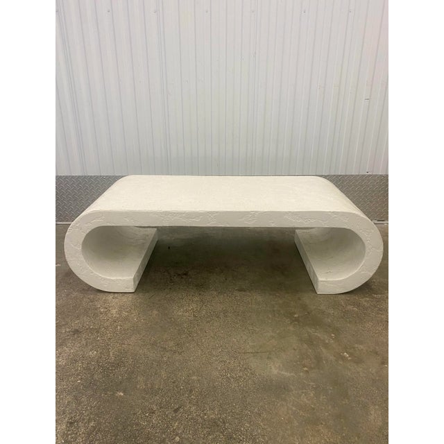 1980s Postmodern Off White Plaster Plinth Coffee Table For Sale In Miami - Image 6 of 13
