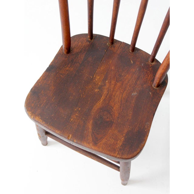 Wood Antique American Windsor Bow Back Spindle Chair For Sale - Image 7 of 17
