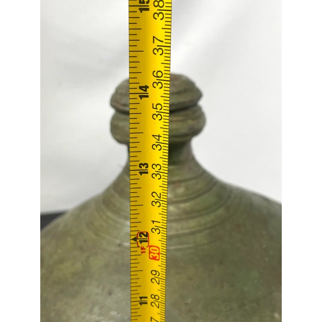 Early 19th Century 19th Century Antique Rustic Portuguese Green Earthenware Bottle Jug For Sale - Image 5 of 10